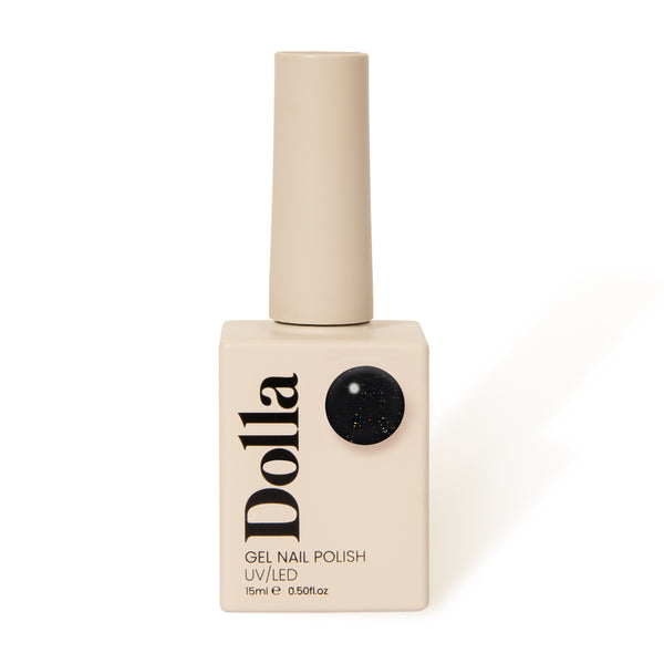 Beautiful deep black with silver shimmer gel nail polish UK | Miss Dolla